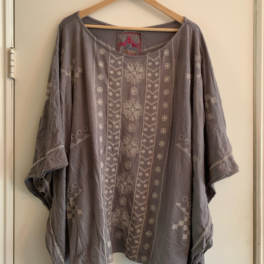 Johnny Was Gray Embroidered Tunic